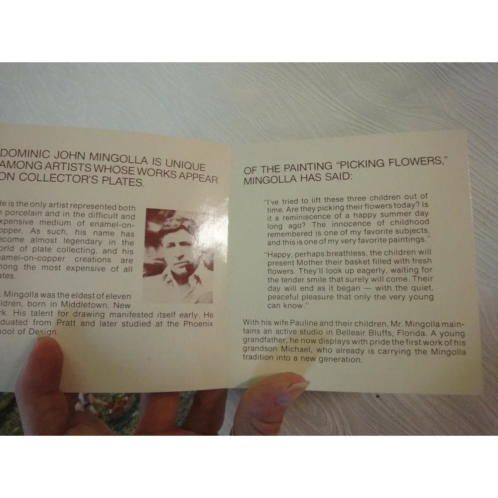 Picking flowers Dominic Mingolla 1977 Calhouns collectors plate - Picture 3 of 7